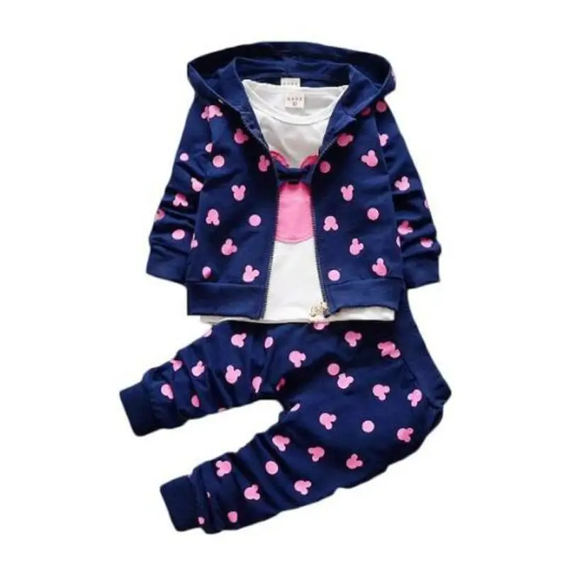 Г. Весенне-осенние комплекты одежды с рисунком Минни для маленьких мальчиков и девочек детская куртка с капюшоном+ футболка, штаны комплект одежды из 3 предметов