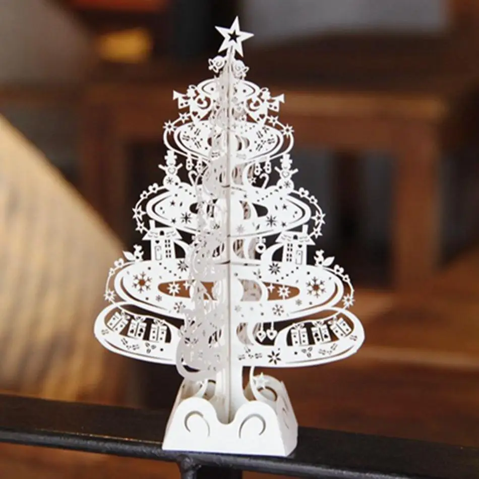 10pcs christmas tree gifts 3d laser cut pop up cards decoration greeting card display merry christmas - Pop Up Decorated Christmas Tree 10pcs christmas tree gifts 3d laser cut pop up cards decoration greeting card display merry christmas - Pop Up Decorated Christmas Tree