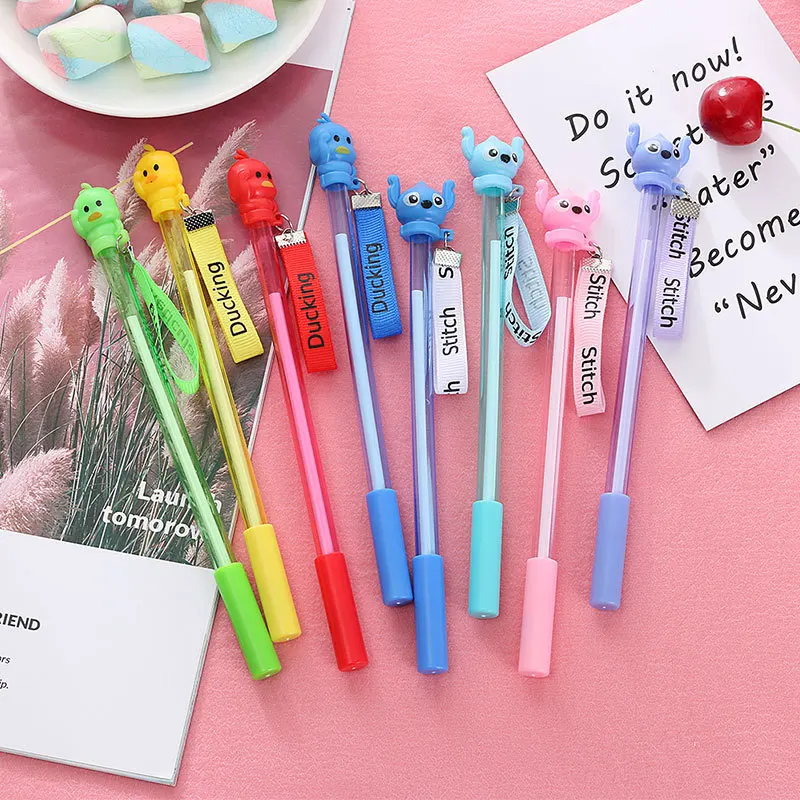 3Pcs/lot Cute Cartoon Little Yellow Duck Gel Pen Silicone Stilson Student Writing Signature 0.5mm Black Water | Канцтовары для