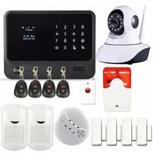 La Protección del hogar G90B GSM WIFI Pantalla Táctil WIFI Cámara IP IOS Android APP Sistema de Alarma Detector de Humo Inalámbrico Sirena del Estroboscópico