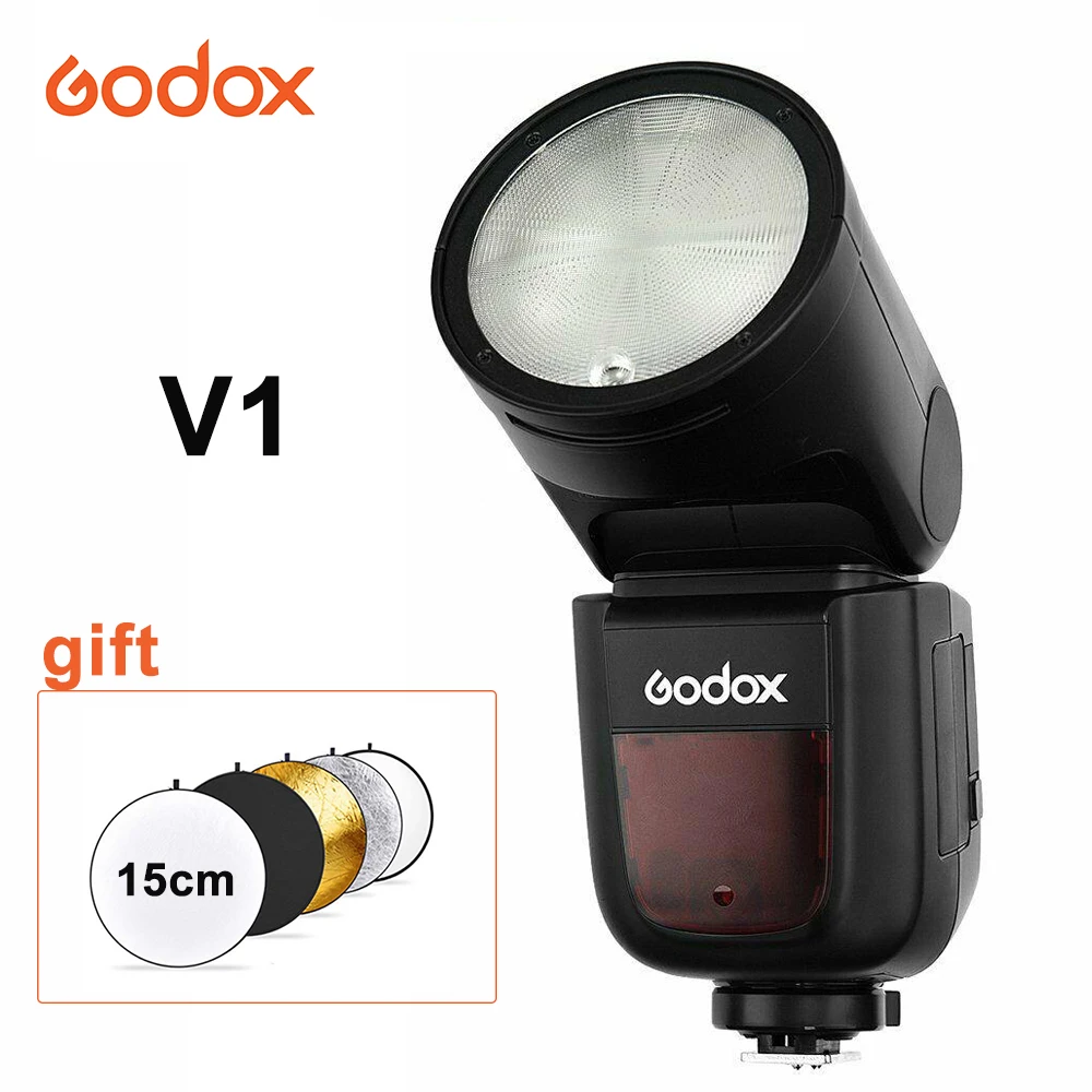 Godox V1 вспышка On-вспышка для фотоаппарата 1/8000 s из высокопрочной стали круглый светодиодный фонарь для SONY Canon Nikon Fujifilm Olympus camera V1C V1N V1S