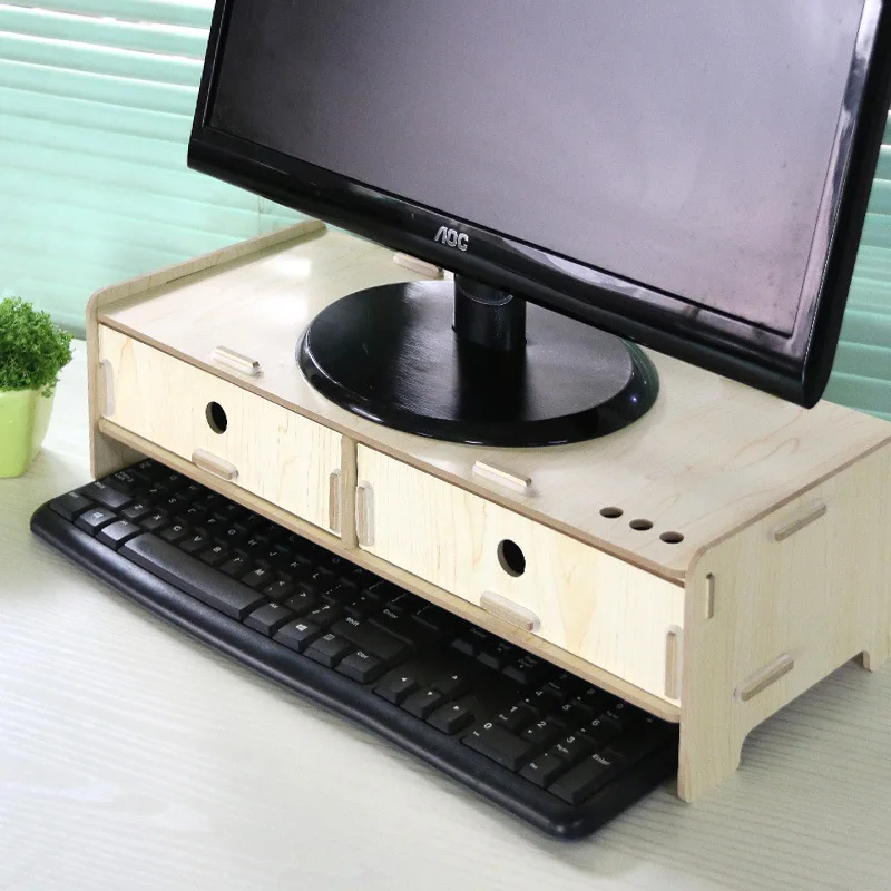 

1pcs liquid crystal display computer artisan increased frame supporting wood drawer included B091