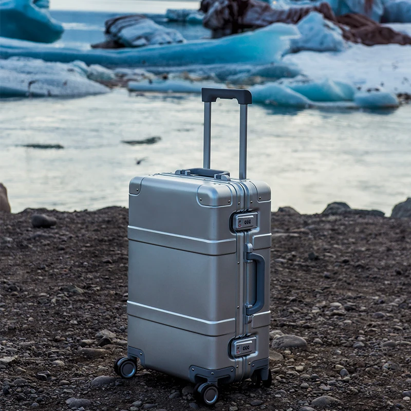 NINETYGO 90FUN, умный металлический чемодан, алюминиевый сплав, для багажа, для переноски, Спиннер, колесо, TSA, разблокировка, серебро, 20 дюймов, для мужчин и женщин