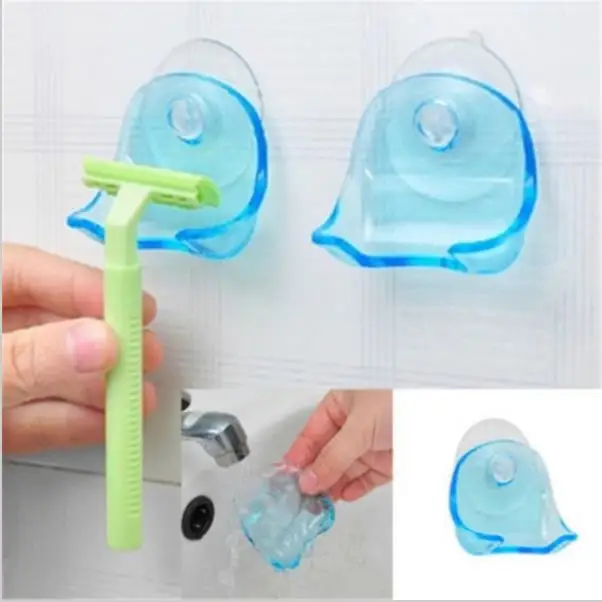 1 шт. прозрачный синий пластиковый держатель для бритвы с супер присоской для ванной комнаты, держатель для бритвы на присоске, хит
