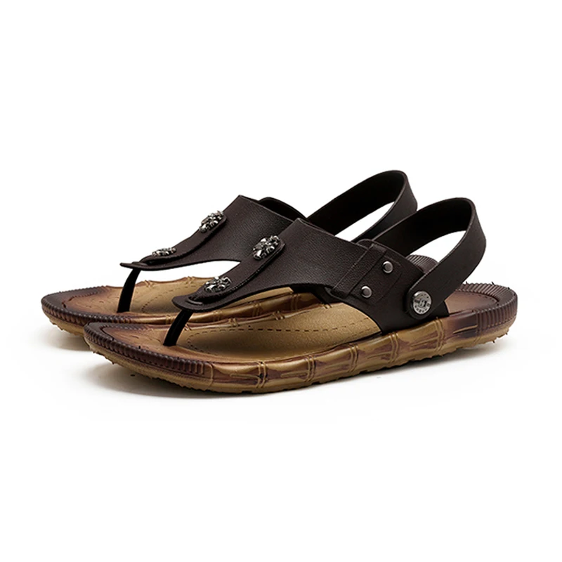 Новые летние тапочки мужские вьетнамки высококачественные пляжные сандалии Нескользящие мужские тапочки zapatos hombre повседневная обувь мужской большой размер 45