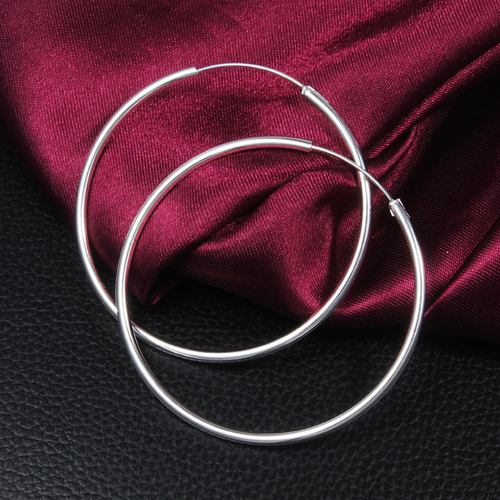 

Women Geometric S925 Silver Plating Round Circle Big Earring Ear Stud for Party Night Club