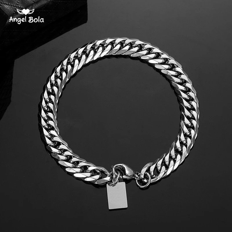

Buddha Bracelets Mens Bracelet Chain Polished Stainless Steel Silver Color Chains Bracelet for Men Cuban Link with Buddha Charms