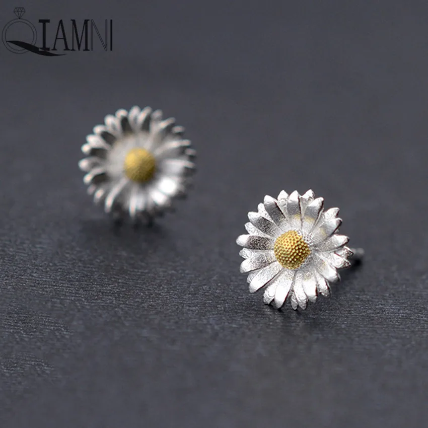 

QIAMNI 925 Sterling Silver Sunflower Daisy Flower Stud Earring for Women Girls Jewelry Accessories Birthday Christmas Gift