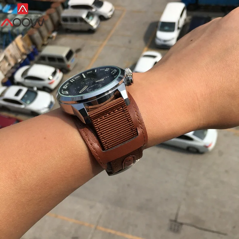 

Nylon Watchband Genuine Leather Strap 18mm 20mm 22mm 24mm Stainless Steel Watch Accessories for Men Woman Watch Band