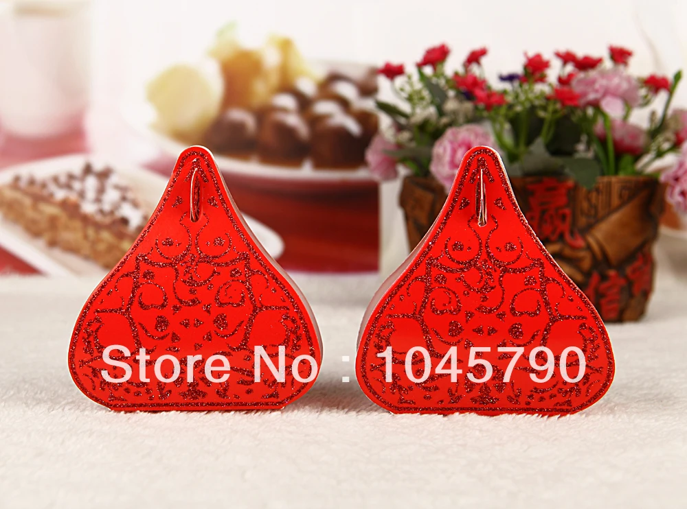

Free Shipping 100 X Red Wedding Candy Boxes European Romantic Heart Wedding Gift Box