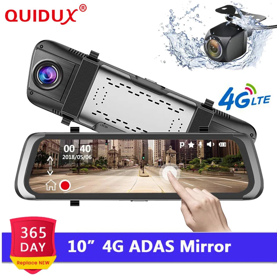 

QUIDUX 10 Inch 4G Android Mirror DVR Full HD 1080P Dash Camera GPS Navigation ADAS autoregistrar rear view mirror WIFI monitor