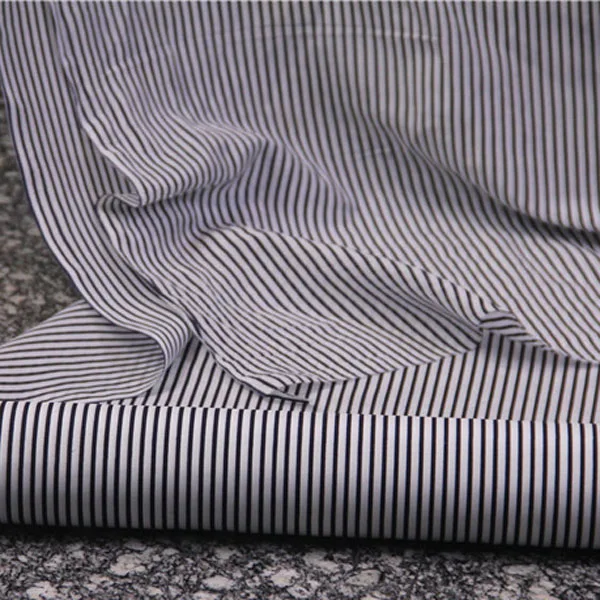 

Mini black and white stripe design print silk and cotton blended fabric,SCT414