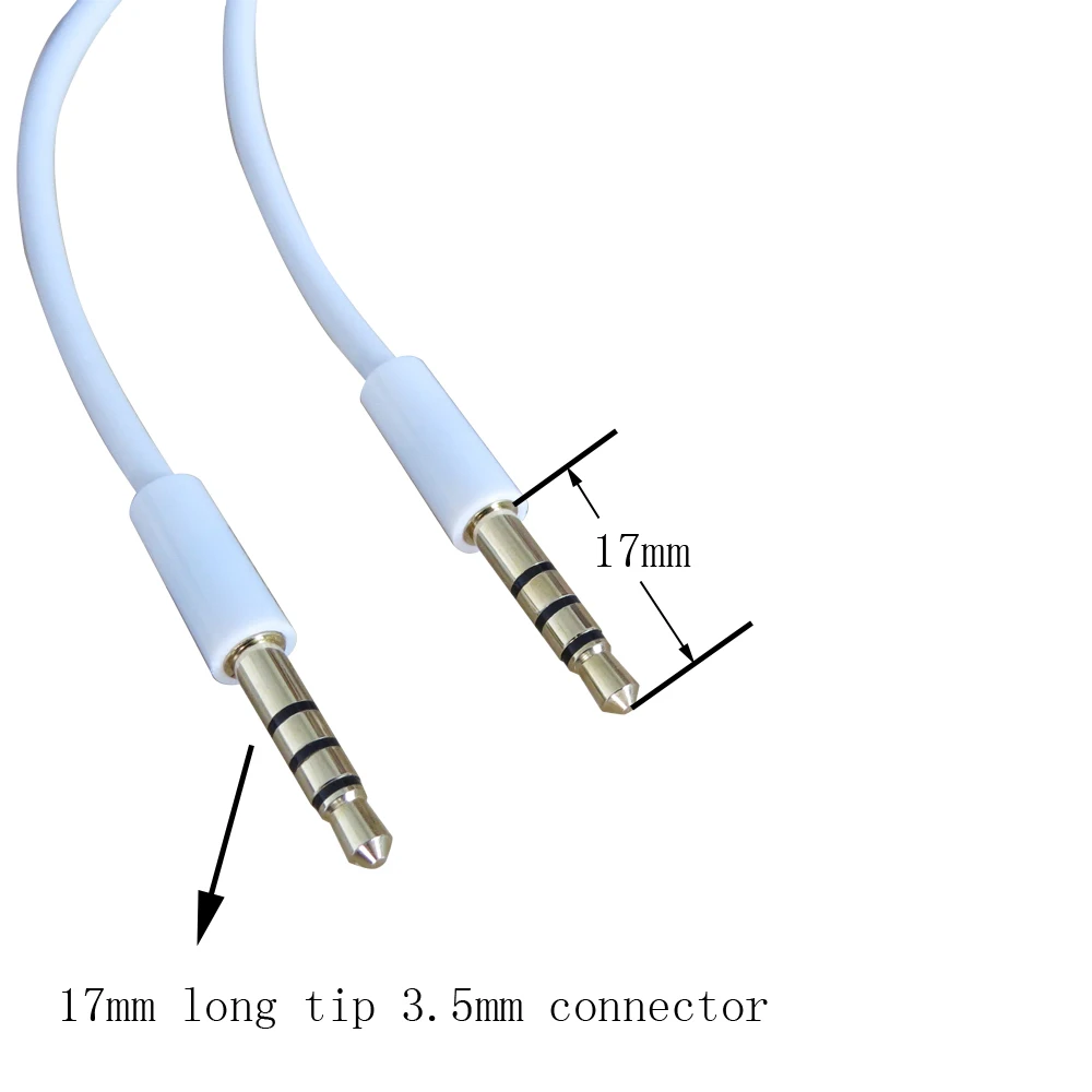 

1m 3ft 4Poles 3.5mm Jack Audio Cable Male To Male Car Aux Cable For Mobile Phone with 17mm long tip connector