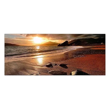 

120x50cm Frameless Sunset Beach Landscape Wall Art Canvas Posters Seascape Modern Wall Picture for Living Room
