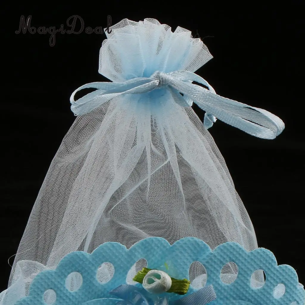 12 Pieces Baby Footprint Gift Treats Box Bags Girl Boy Baby Shower Kids Birthday Party Organza Candy Bags Favors
