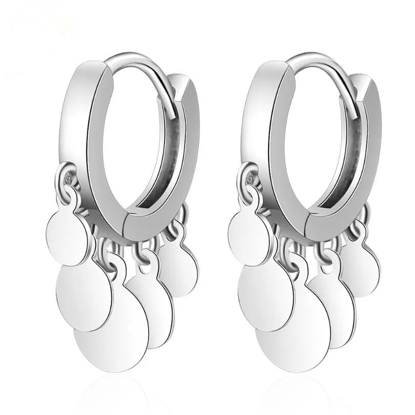 

New Simple Round Sequin Tassel Drop Earrings For Women Trend Creative 925 Sterling Silver Jewelry Party Gift Oorbellen SAE387