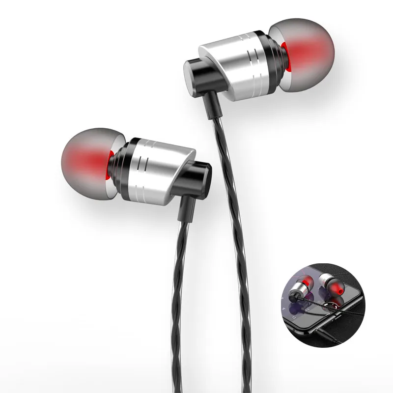 

2 Pieces Bass Earpieces 9D In-ear Earphone Metal Wired Headset Hifi Earbuds for Samsung Huawei Xiaomi Phone Ear Phones