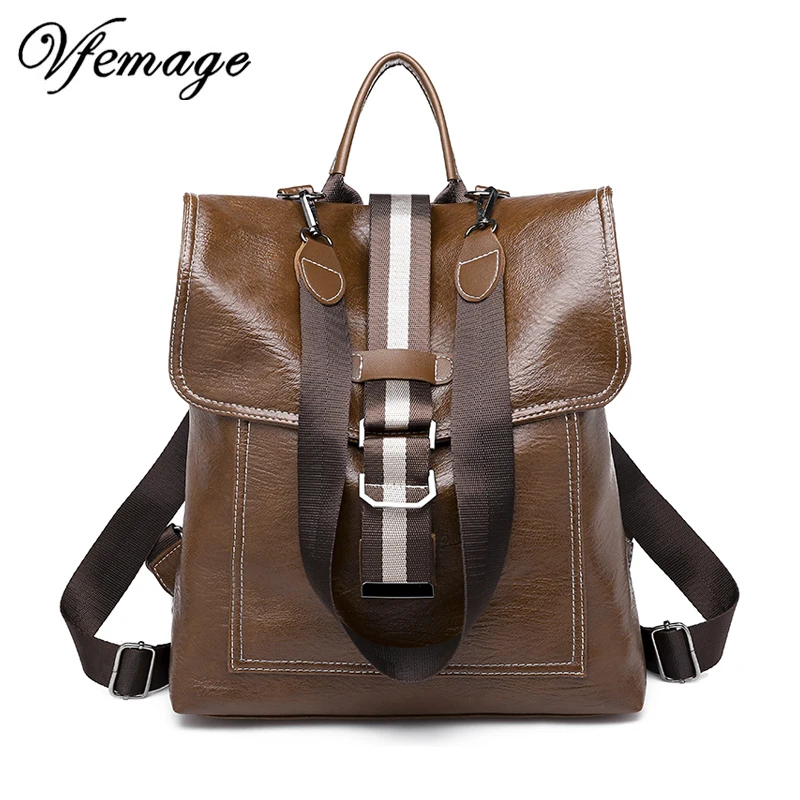 #*Cheap Vfemage Multifunction Backpack Women Shoulder Bags Soft Leather Retro Female Backpack Small Schoolbag for Girls 2019 Sac a Dos