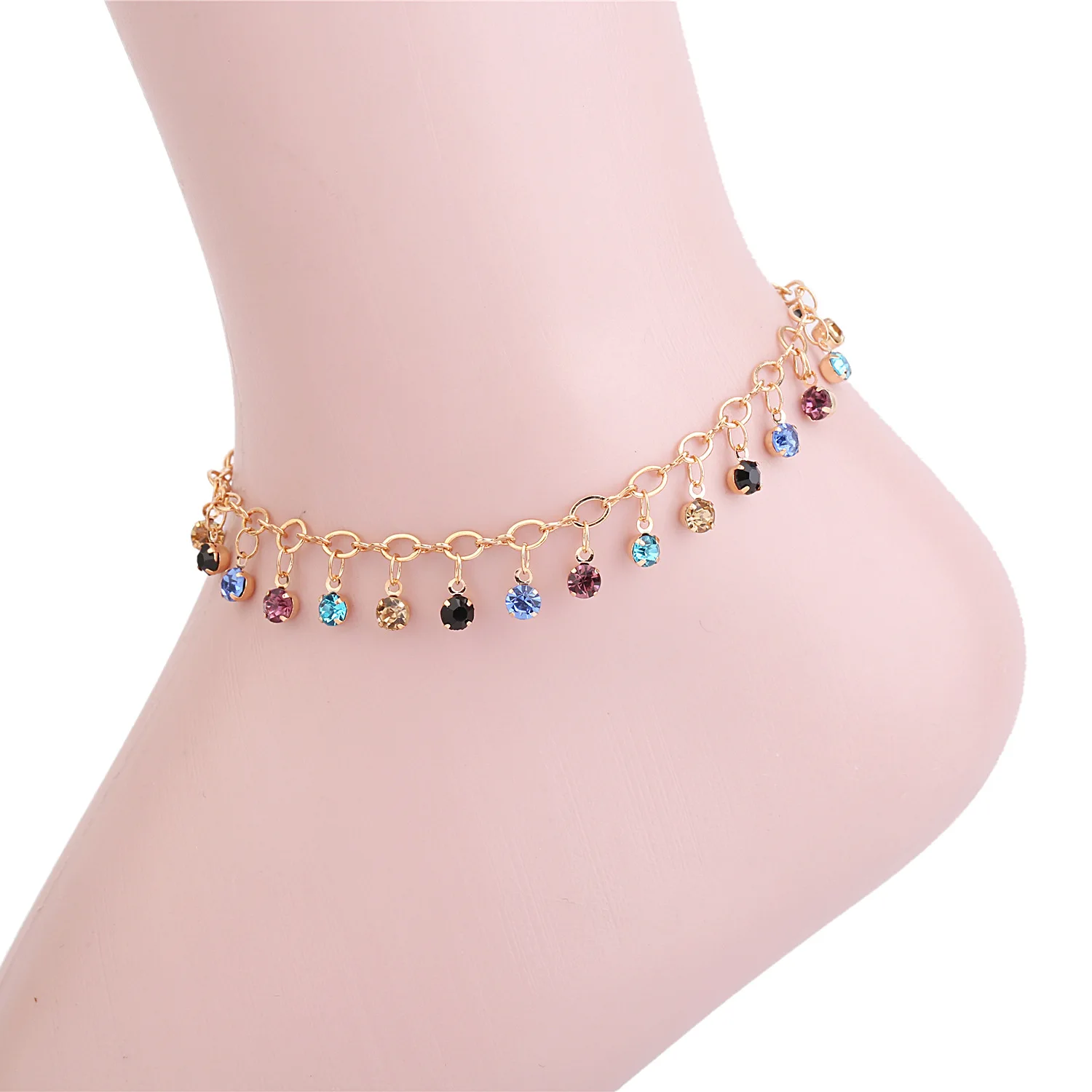 

Korean Version Simple Drill-inlaid Silver Foot Chain Crystal 925 Pure Silver Foot Ring New Model Foot Jewelry Bohemian Anklets