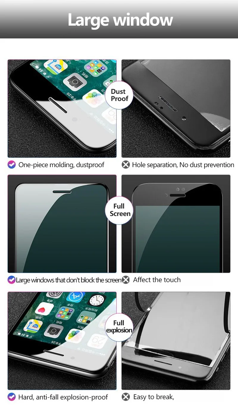 Tempered Glass Full coverage of the big screen for iPhone Xr Xs Max X Screen Protector for iPhone Xr Xs Max X  6 6S 7 8 Plus08