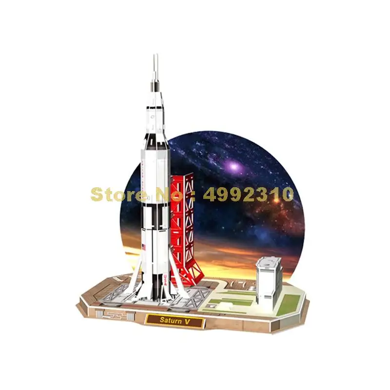 

p653h 68pcs space series saturn v 3d paper modal puzzle 38*33.9*21.3cm Toy