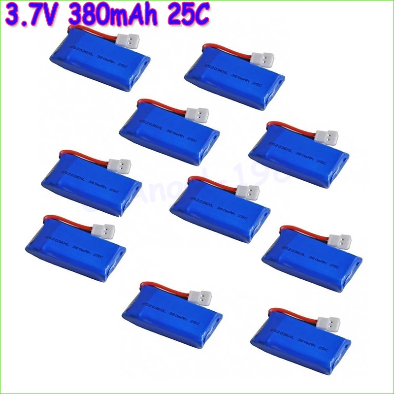 

10pcs/lot 3.7V 380mAh Lipo RC Battery 25C For Hubsan X4 H107 Walkera Super CP V252 JXD385 RC Quadcopter RC Toy