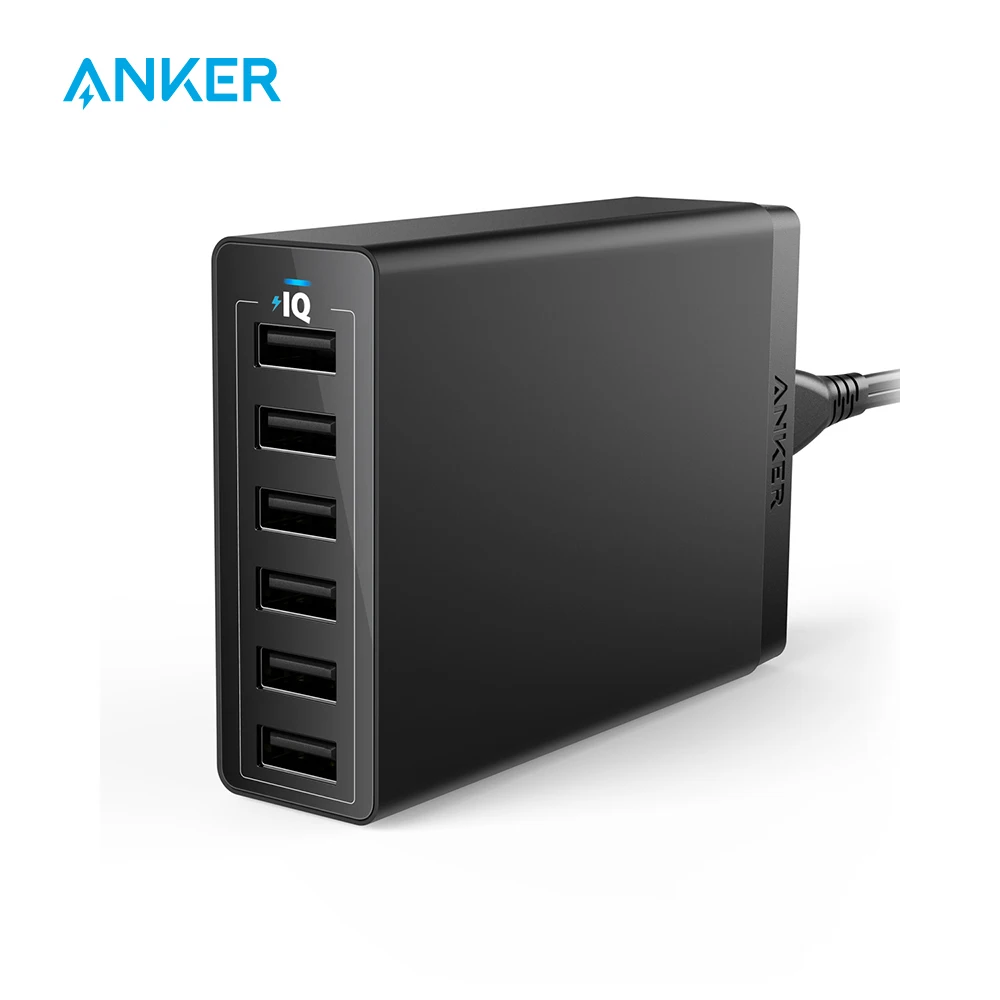 Cargador de pared Anker USB 60W 6 puertos USB estación de carga PowerPort 6 cargador Multi USB para