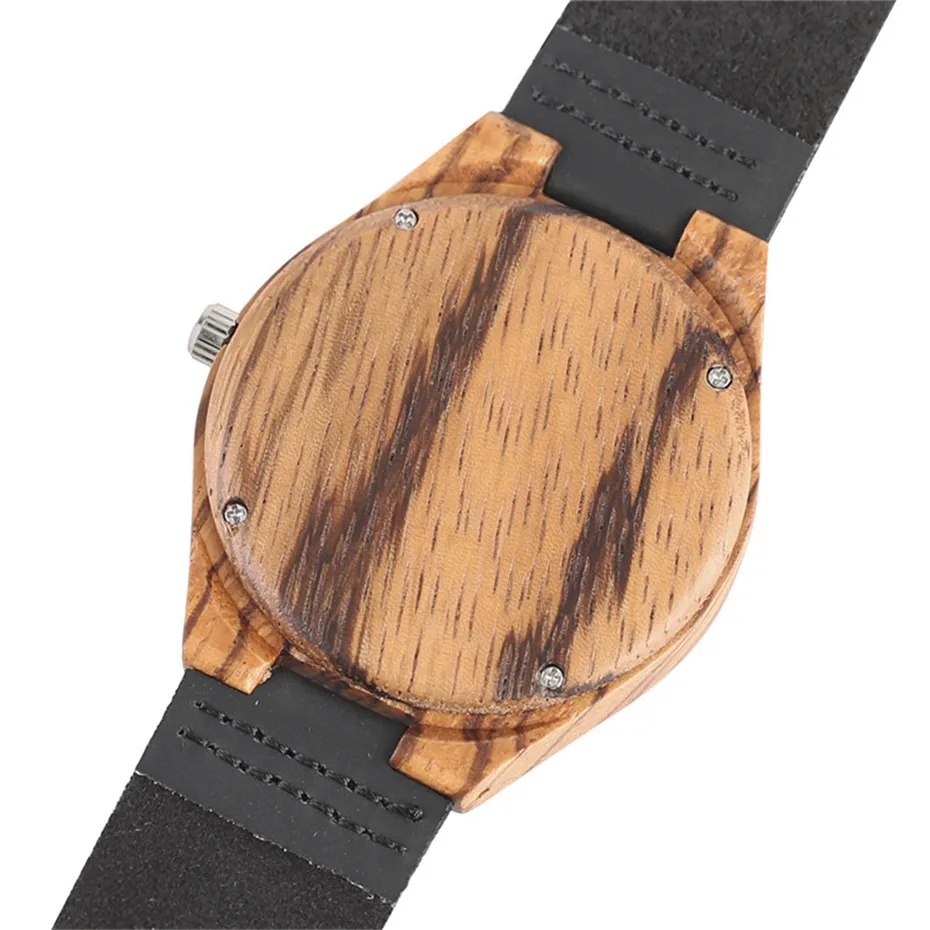 Casual Nature Wooden Male Creative Wrist Watch With Black Genuine Leather Band Strap Men Bamboo Quartz Watches Relojes (6)