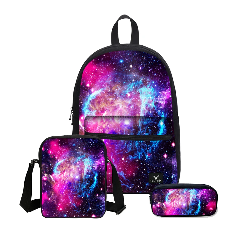 

VEEVANV Galaxy Backpacks female Canvas pencil bag 3PCS/SET School bags for adolescent girls Mochila woman 2019 Laptop back pack