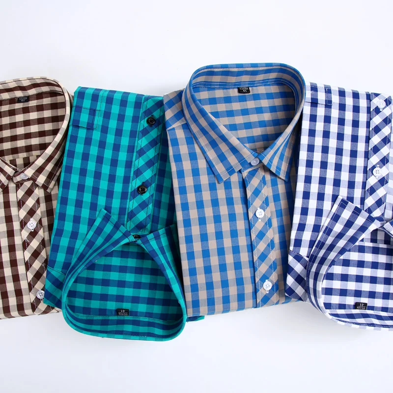 Мужская рубашка в клетку с накладным нагрудным карманом и длинными