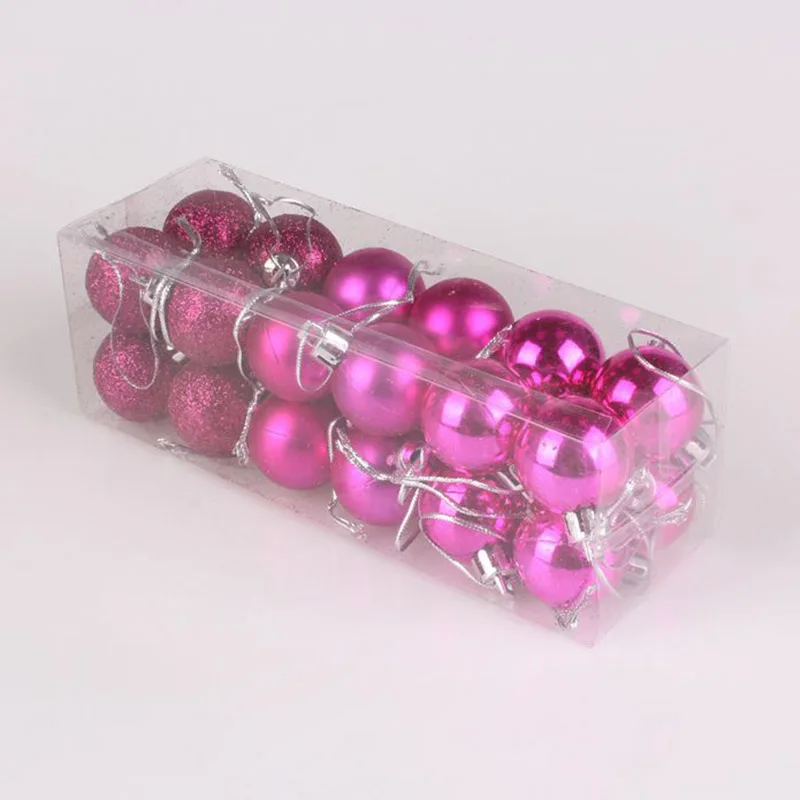 24 шт. 30 мм Мини рождественские мячики елочные шары Пластиковые Дерево Подвесные Украшения для вечерние QJS магазин - Цвет: as picture