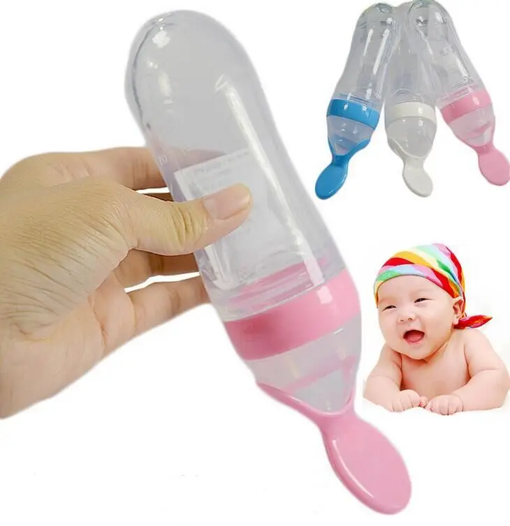 Распродажа! Детская силиконовая бутылочка с ложкой 3 цвета|baby reusable swim diaper|baby bottle