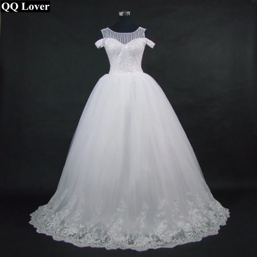 

QQ Lover 2019 New Off The Shoulder Wedding Dress Luxury Beading Vestido De Noiva