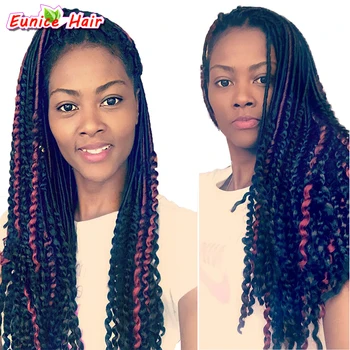 

Crochet Hair 22'' 24Roots Faux Locs Curly Synthetic Braiding Crochet Braids Ombre 1B/bug/30/27 Natural Looking Hair 3PCS