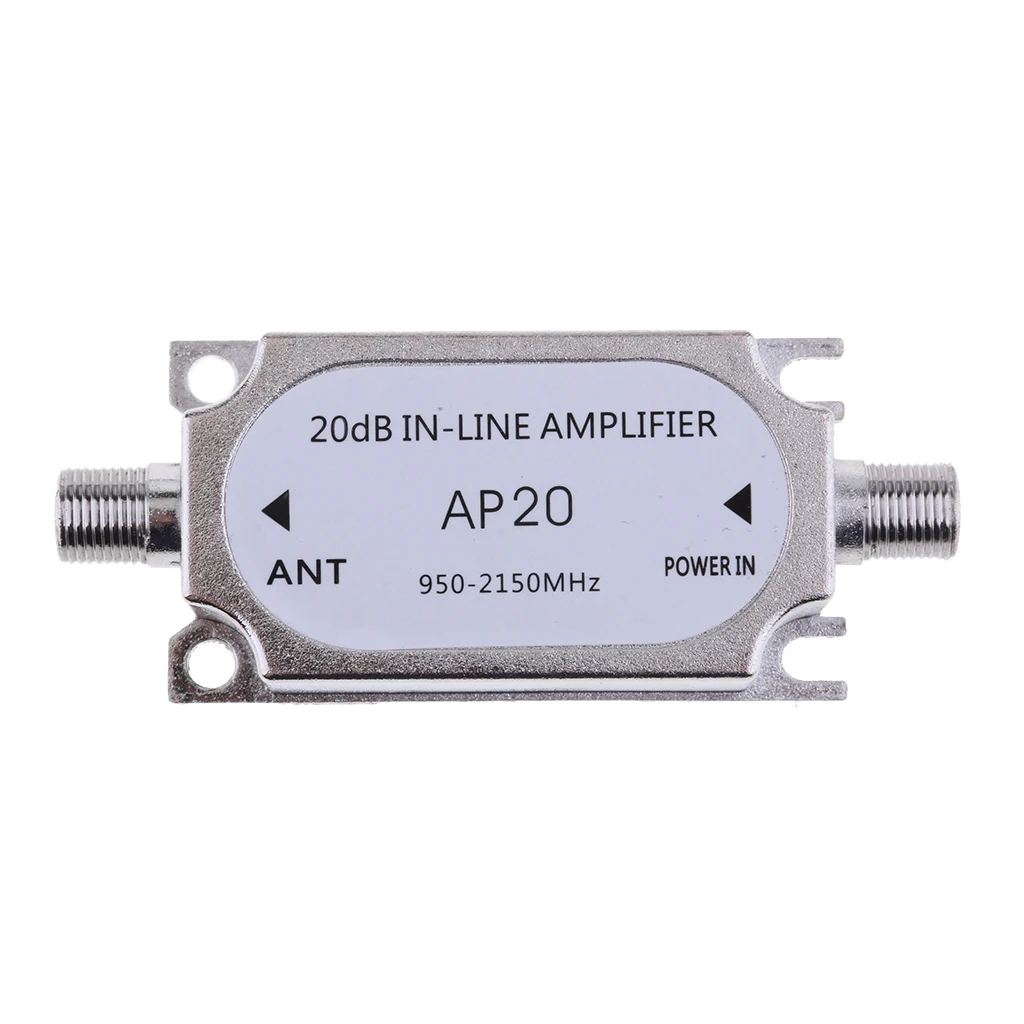 70x30mm Satellite 20Db Gain Inline Amplifier 950-2150MHZ Signal Booster AP20 Silver  Satellite Gain Inline Amplifier