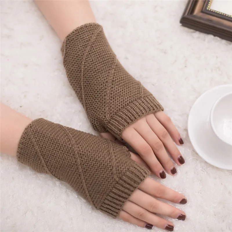  Women Girl Knitted Arm Fingerless Warm Winter Gloves Soft Warm Mitten Hand Gloves guantes eldiven handschoenen 40FE1414