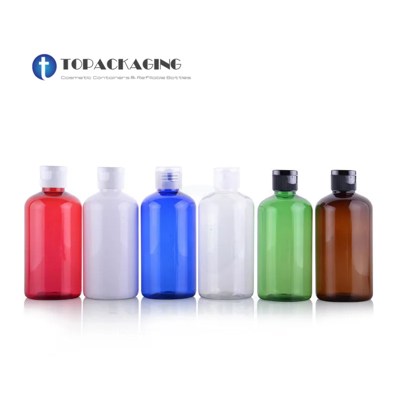 30PCS*220ML Flip Screw Cap Bottle Small Essential Oil Refillable Empty Makeup Packing Plastic Serum Shampoo Cosmetic Container