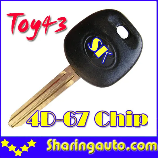 

New Avalon Camry Corolla REPLACEMENT UNCUT Transponder Key With 4D-67 Chip(TOY43 Blade) for Toyota 5pcs/lot