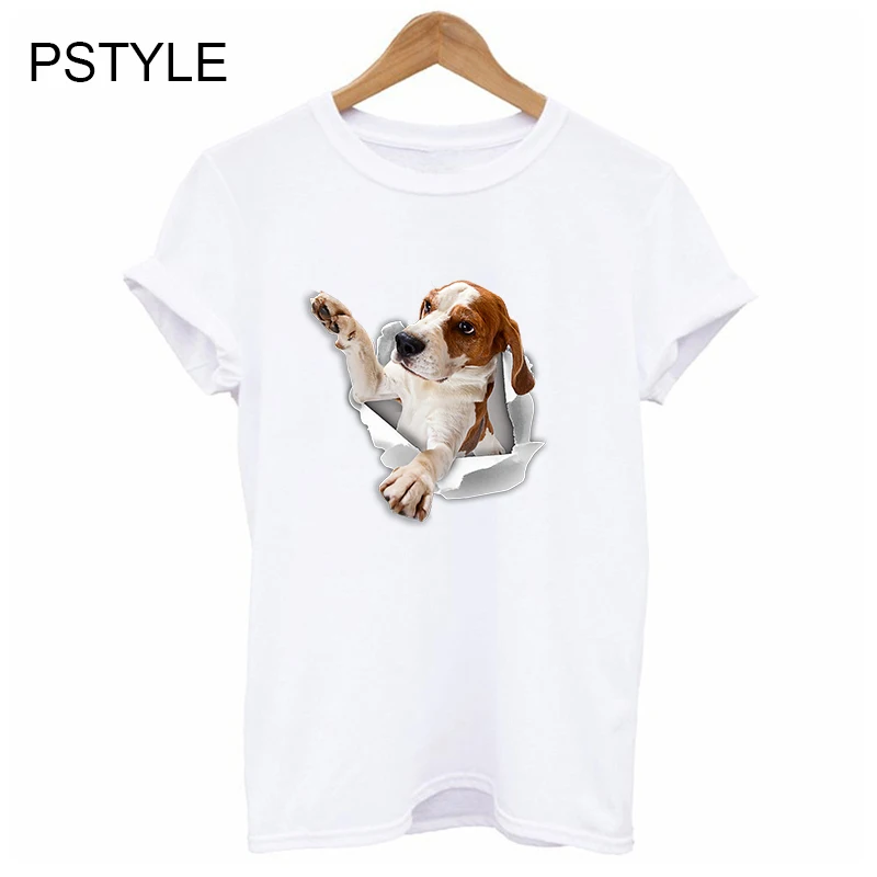 

Summer Women TShirt 3d Animal Graphic Print Funny Tees Kawaii Dog Harajuku T Shirts Short Sleeve lovely Female White Tops