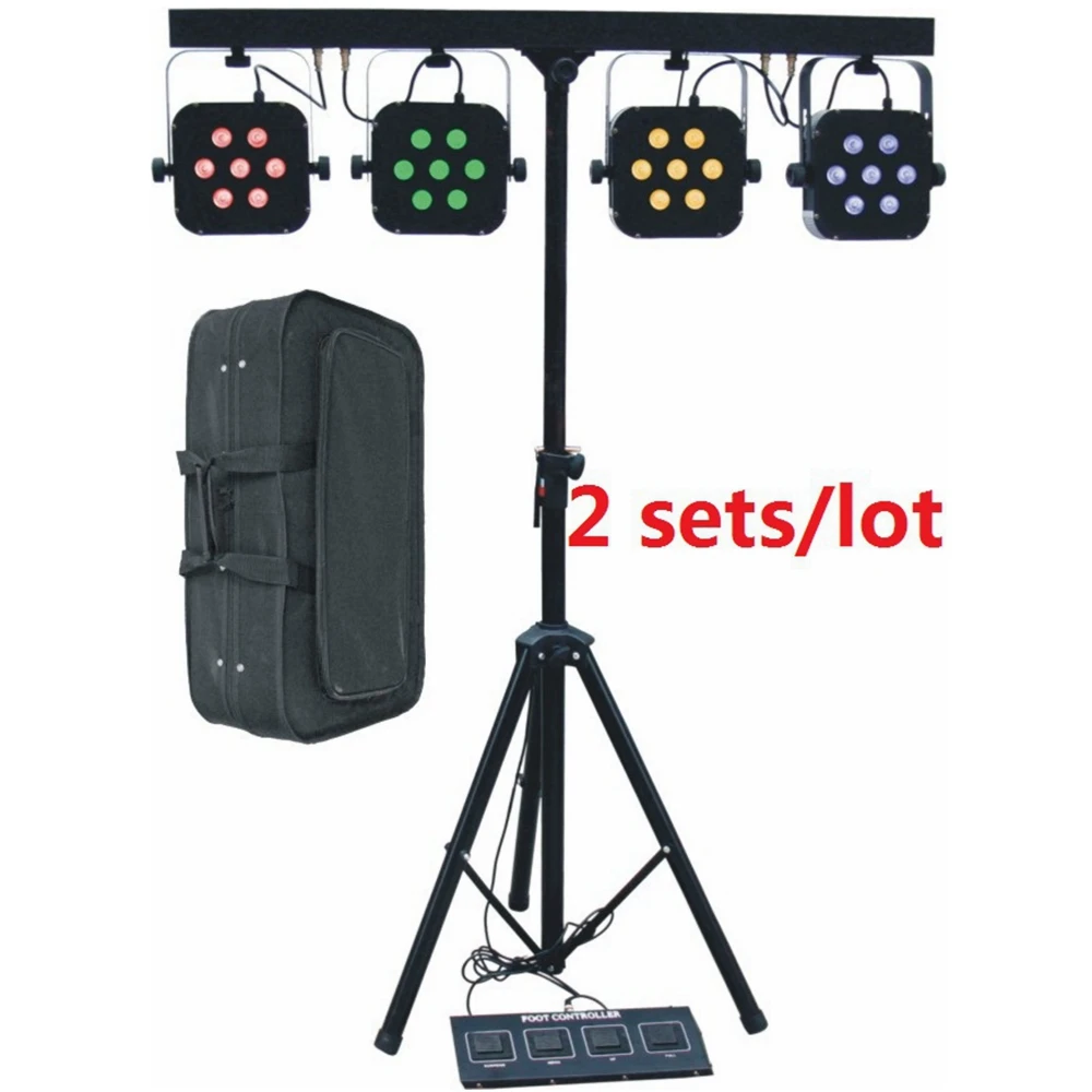 2 xbags led par комплекты 4x7x10W 4in1 RGBW led тонкий плоский par Светильник s комплект с светильник стенд DMX стробоскоп вечерние лазерное сценическое клуб светильник Инж