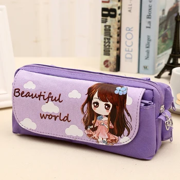 

Cute Cartoon Girl Pencil Case Large Capacity Pencil Bag Student Stationery School Supplies Pen Storage Pouch Kids Gift