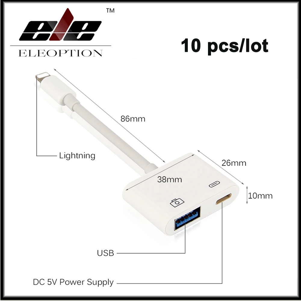10 pcs For Lightning to USB 3 Camera Reader Adapter for iPhone 5 5s 6 6s 7 8 plus For iPad in