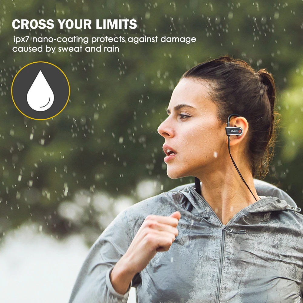 HBUDS Bluetooth наушники IPX7 водонепроницаемая для спорта бега Беспроводной гарнитура