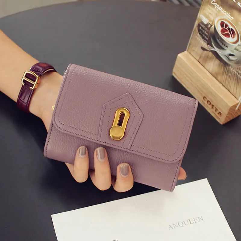 

2018 Unisex Special Offer Female Short Seventy Percent Off Buckle Leather European And American Big Retro Large Banknote Folder