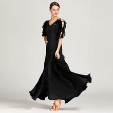 woman ballroom dress waltz dance dress foxtrot spanish flamenco dress dance wear black dancing clothes standard social dress