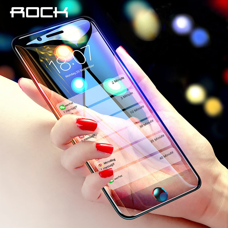 ROCK Anti-Blue Light Screen Protector Für iphone 8 7 6 6s Plus Gehärtetem Glas 9D Gebogene Schutz G