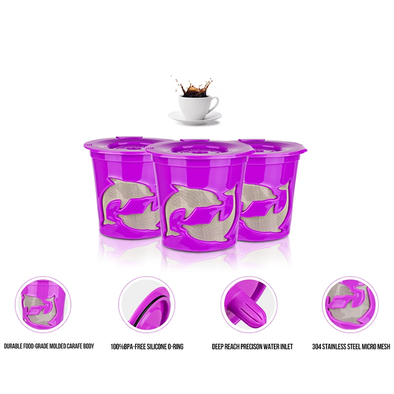 

3Pcs K-Cup Refillable Reusable K-cups Coffee Filter For Keurig Hot Plus 2.0&1.0