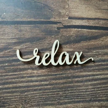 

10pcs Laser Cut Relax Word Script Wood Sign Cursive Wooden Rustic Relax Signs Art Home Room Decor Craft