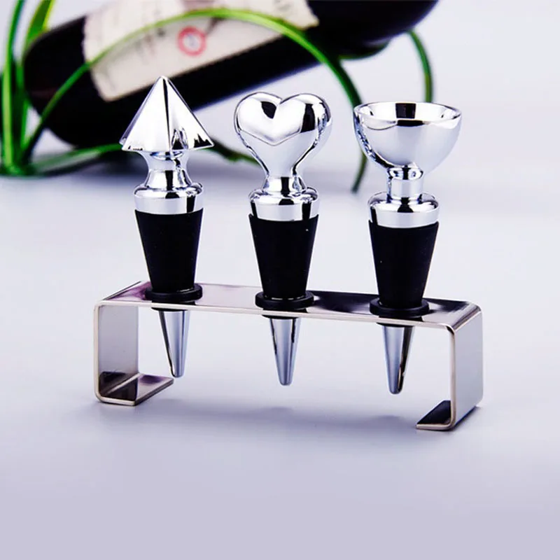 Stainless Steel Silicone Wine Stopper And Holder Bottle Plug Storage