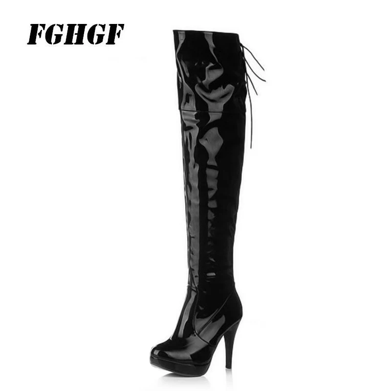 

Their female boots Knee - length side zipper sexy ultra - thin heel size 33-43 Red, black and white pole dancing boots and knigh